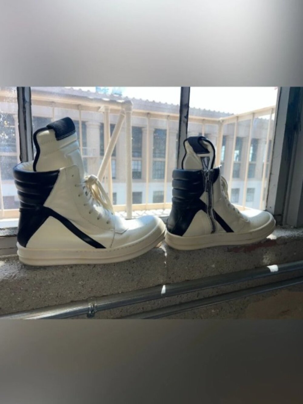 Rick Owens Geobasket Mill/Black/Milk Size 39 1/2
